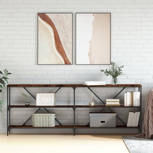 vidaXL Конзолна маса опушен дъб 200x30x75 см инженерно дърво и желязо (832860)