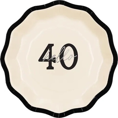 PartyDeco Papierové taniere''Hello 40'' 18 cm