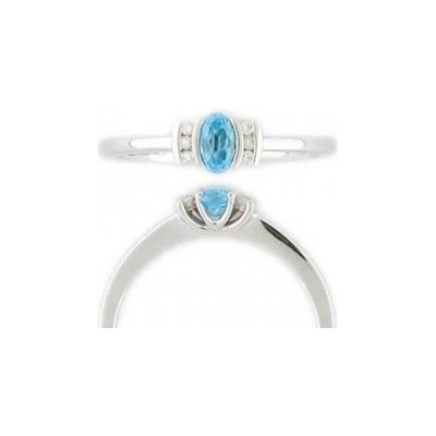 Klenoty Budín prsten s diamantem bílé zlato briliant modrý topaz 3860461 0 53 93