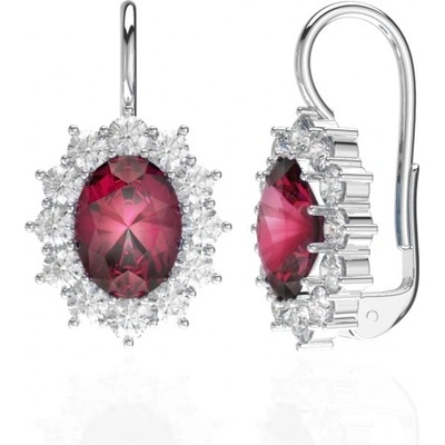 Couple Velkolepé náušnice Diana s červenými zirkony bílé zlato náušnice 6850006-0-0-4