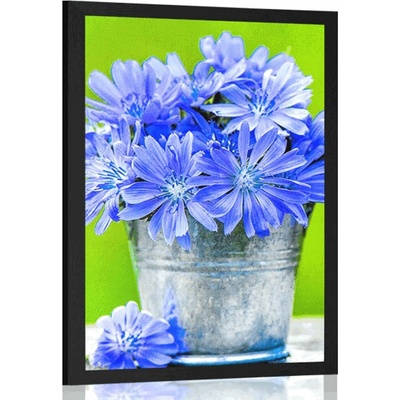 Plakát kytice květin v kbelíku - 40x60 silver