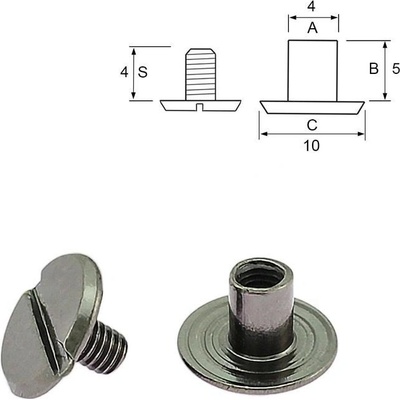 Nýt šroubovací 5 mm, Ø 4 mm černý nikl Počet: 1 ks – Zboží Dáma