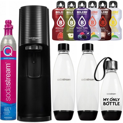 SodaStream Terra čierny + 2 fľaše Fuse 1 l + plyn