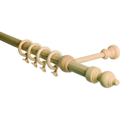OK-GarnýžeCZ Garnýž jednořadá 28mm odstín borovice 410 cm do stěny / kroužky s háčkem