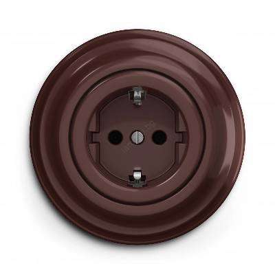 - Ретро домашен контакт с рамка SCHUKO 230V/16A кафяв (KA0034G)