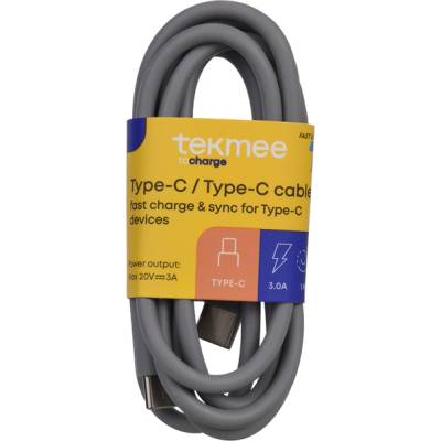 TEKMEE КАБЕЛ type-c type-c 3.0a 1м СИВ tekmee (5120)
