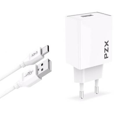 Зарядно устройство PZX C882E, от контакт към 1x USB Type-A(ж), 3.1A, бяло, с включен USB C кабел (C882E Type C)