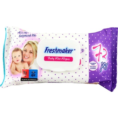 Freshmaker Detské vlhčené utierky s uzatvárateľným klipom 72 ks