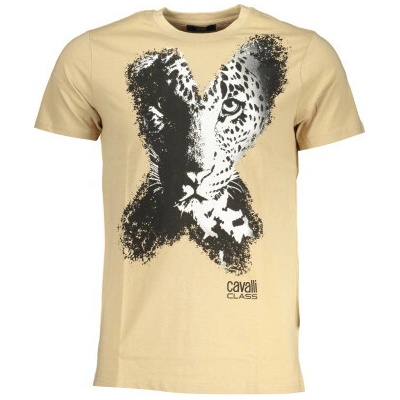 Cavalli Class Stylové pánské tričko s krátkým rukávem Beige