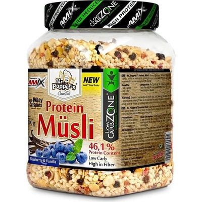 Amix Mr.Poppers Protein musli raspberry vanilla 500 g