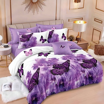 EmonaMall Двулицево спално бельо с ластик EmonaMall, 6 части - Модел S17921 (S17921-66666e)