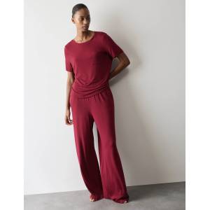 Marks & Spencer Пижамни панталони с висок модалък и широки крачоли Marks & Spencer червена Marks & Spencer | Cherven | ЖЕНИ | S REG