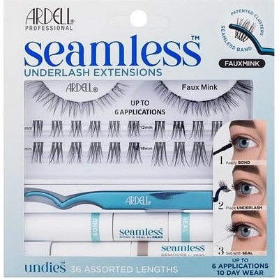 Ardell Seamless Underlash Extensions Faux Mink umělé řasy pro ženy trsové řasy Faux Mink 36 ks + lepidlo Duo Bond & Seal 8,7 g + odstraňovač lepidla Duo Remover 5 g + aplikátor 1 ks