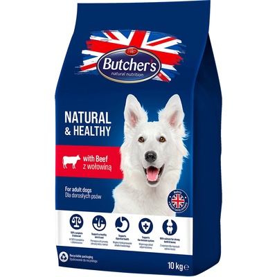 Butcher's 2x10кг Adult Natural & Healthy Butcher's, суха храна за кучета - с говеждо