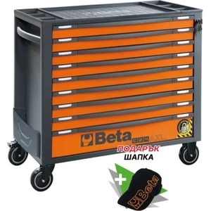 Beta Количка за инстументи Beta Tools с 9 чекмеджета, празна, широка версия, оранжев цвят (024004291)