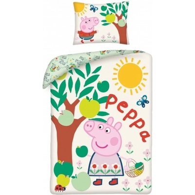 Halantex Bavlna obliečky Prasiatko Peppa a jablká 100% bavlna 70x90 140x200