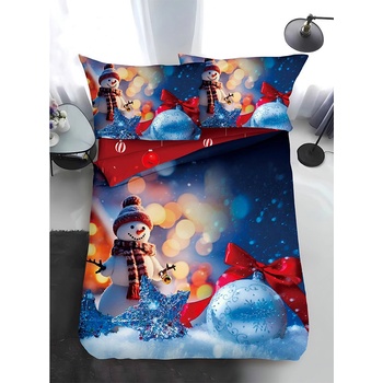 EmonaMall Двулицево коледно спално бельо, размер за приста (реално изображение) EmonaMall, 4 части - Модел S17377 (S17377-6666d4)