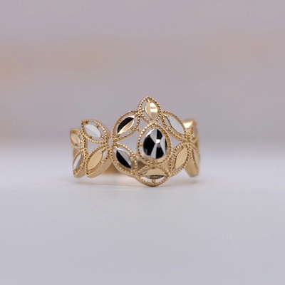 Lillian Vassago Elegantní prsten zdobený listy v kombinovaném zlatě LLV07 GR007