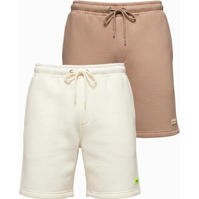 Sada unisex šortek s logem krémová/hnědá V2 Z129
