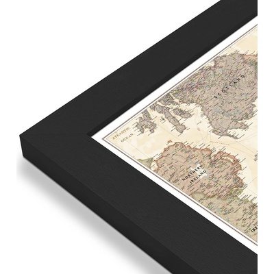 National Geographic Anglie a Wales - nástěnná mapa Executive 75 x 90 cm Varianta: mapa v dřevěném rámu, Provedení: Pegi černý