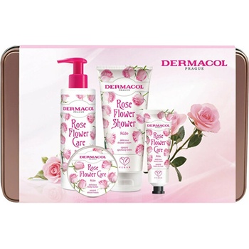 Dermacol Flower Care Rose tělové máslo 75 ml + krém na ruce 30 ml + sprchový krém 200 ml dárková sada