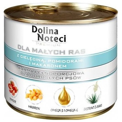 Dolina Noteci PREMIUM за малки породи с телешко, домати и макаронени изделия 12x185 г
