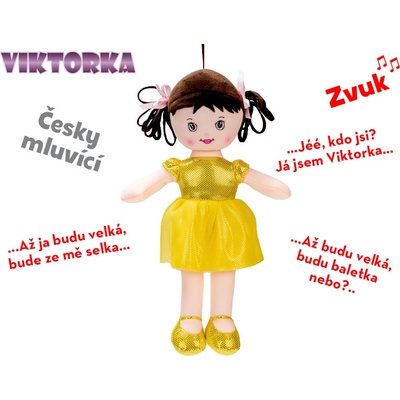 Mikro trading Viktorka hadrová 32 cm česky mluvící žlutá