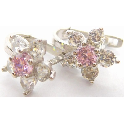 Klenoty Budín dámské/dívčí náušnice se zirkony a růženíny z bílého zlata H220