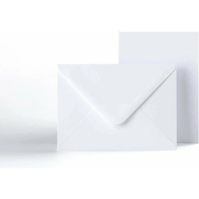 Hladké bílé kartičky 250 g/m² a obálky 100 g/m² – balení - 133 x 184 mm + 125 x 175 mm - Bílá
