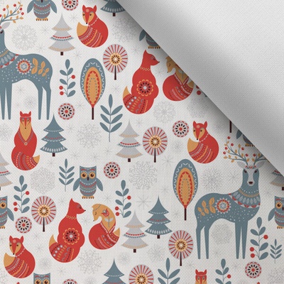 Látka s potlačou nepremokavý polyester TD/NS winter animals white