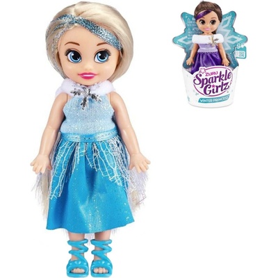 Zuru Princezna zimní Sparkle Girlz malá v kornoutku hnědé vlasy a fialové šaty