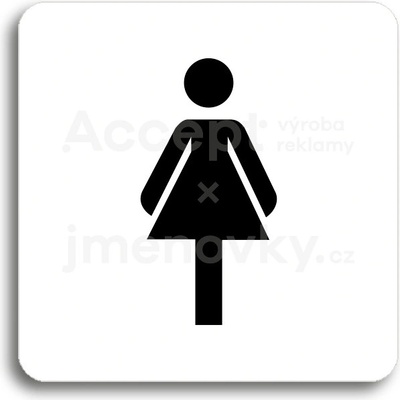 ACCEPT Piktogram WC ženy (dámy) - bílá tabulka - černý tisk bez rámečku
