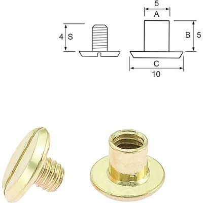 Nýt šroubovací 5 mm, Ø 5 mm zlatý Počet: 1 ks – Zboží Mobilmania