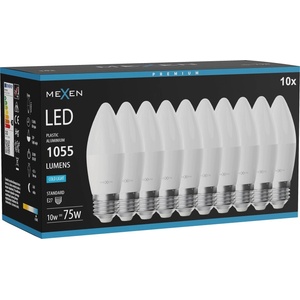 Mexen Nova 10x LED крушка E27, C37, 10W, Студена - 6500K, 1055 lm - L102-E27-1065-01x10 (L102-E27-1065-01x10)