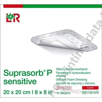 SUPRASORB P SENSITIVE silikónový penový obväz, border, 20 x 20 cm 1x10 ks