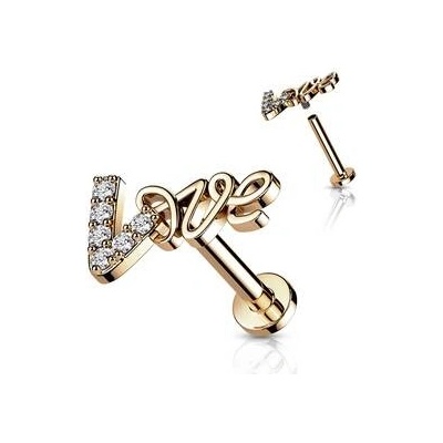 Šperky4U zlacený piercing do brady Love LB1097RD-1206