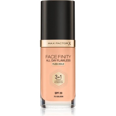 MAX Factor Facefinity All Day Flawless дълготраен фон дьо тен SPF 20 цвят 75 Golden / N75 Golden 30ml