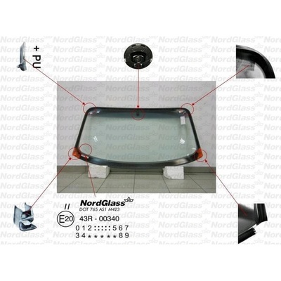 NordGlass čelní sklo - zelené / šedý pruh ASNG 8561AGNGYVZ1C