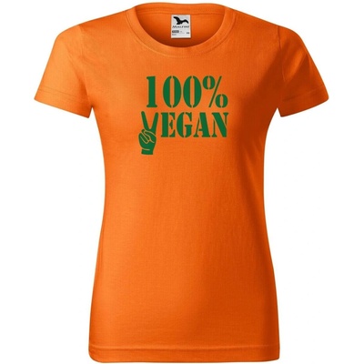 DOBRÝ TRIKO Dámské tričko 100% vegan zelený potisk Oranžová