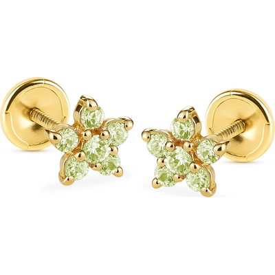 Brilio Zlaté hvězdičkové náušnice se syntetickým olivínem 14/188.961/17OLZIR