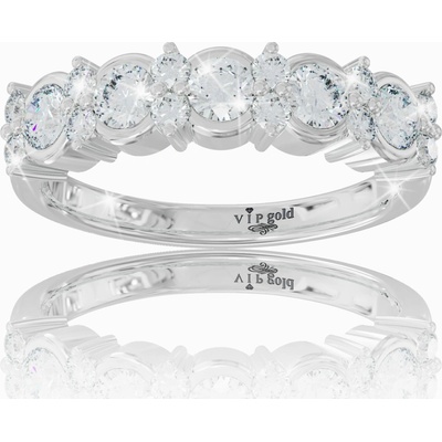 VIPgold Zlatý prsteň s bielymi zafírmi v bielom zlate R35626b S