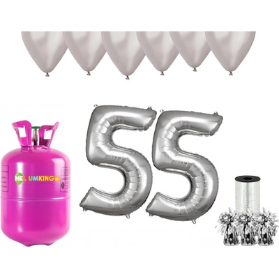 HeliumKing Helium párty set na 55. narozeniny se stříbrnými balónky