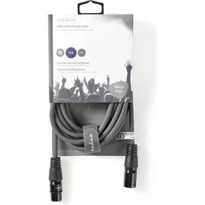 Nedis COTH15010GY50 балансиран/симетричен полупрофесионален XLR аудиокабел, XLR 3-пинов щепсел - гнездо, 5 м, гъвкав (COTH15010GY50)