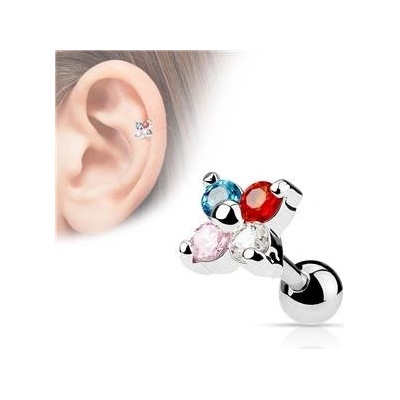 Šperky4U cartilage piercing do ucha kytička CP1010-W