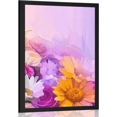 Plakát olejomalba pestrobarevných květin - 30x45 no frame