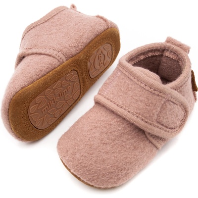Mikk-Line detské barefoot vlnené papučky adobe rose