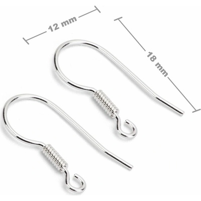Stříbrné otevřené náušnicové háčky 18 x 12 mm - 1 pár