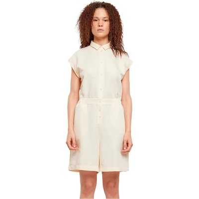 Urban classics Viscose Twill short sleeve romper - Beige / White (White Sand)