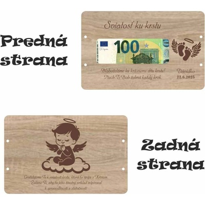 Drevená obálka na peniaze pre chlapca - Sviatosť ku krstu