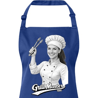 Bezvatriko.cz Dámská zástěra Grill master Royal blue 450 B&C Canvas Zástěra s laclem 3145